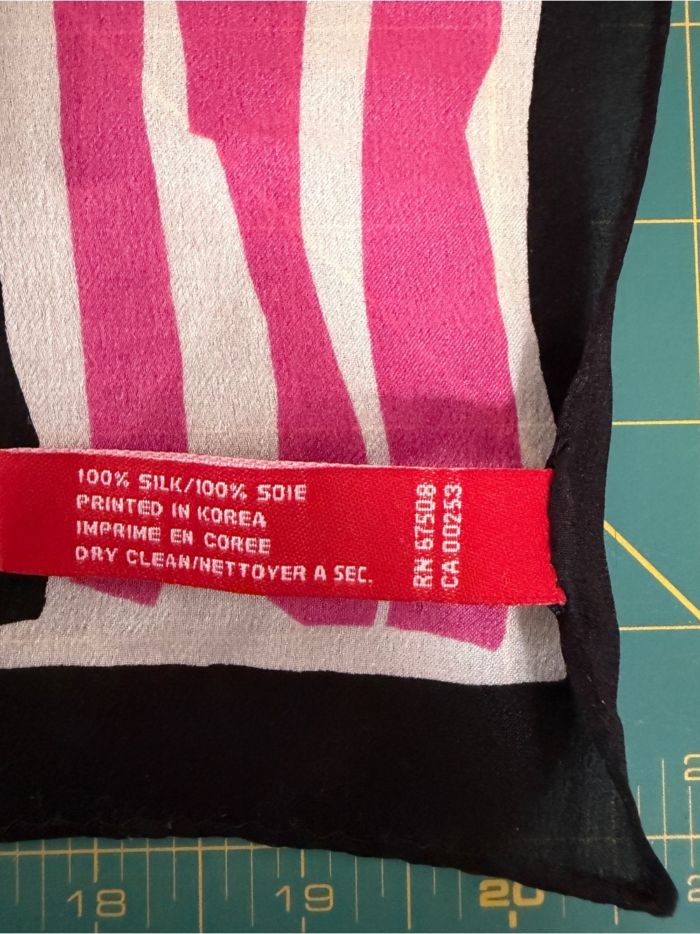 Vintage Anne Klein Pink, Black & White Geometric 100% Silk Scarf - Picture 3 of 5